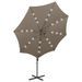 Parasol déporté avec mât et lumières LED Taupe 300 cm - Photo n°6