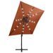 Parasol déporté avec mât et lumières LED Terre cuite 250 cm - Photo n°3