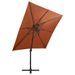 Parasol déporté avec mât et lumières LED Terre cuite 250 cm - Photo n°4