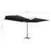 Parasol double avec mât en acier 250 x 250 cm Noir - Photo n°6