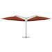 Parasol double avec mât en acier 250 x 250 cm Terre cuite - Photo n°1