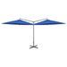 Parasol double avec mât en acier Bleu azuré 600 cm - Photo n°1