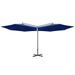 Parasol double avec mât en acier Bleu azuré 600 cm - Photo n°4