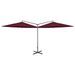 Parasol double avec mât en acier Rouge bordeaux 600 cm - Photo n°1