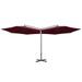 Parasol double avec mât en acier Rouge bordeaux 600 cm - Photo n°4