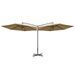 Parasol double avec mât en acier Taupe 600 cm - Photo n°4