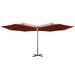 Parasol double avec mât en acier Terre cuite 600 cm - Photo n°4