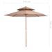 Parasol double avec mât en bois 270 cm Taupe - Photo n°8