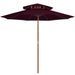 Parasol double avec mât en bois Rouge bordeaux 270 cm - Photo n°1