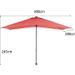 Parasol droit 3x2 m inclinable - Mât Aluminium avec toile polyester 160 g/m² - Rouge - Photo n°3