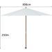 Parasol en bois rond et polyester 160g/m² - Arc 3 m - Blanc - Photo n°3