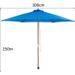 Parasol en bois rond et polyester 160g/m² - Arc 3 m - Bleu profond - Photo n°3