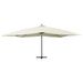 Parasol en porte-à-faux avec mât en bois 400x300 cm Blanc sable - Photo n°3