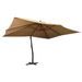 Parasol en porte-à-faux avec mât en bois 400x300 cm Taupe - Photo n°1