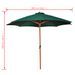 Parasol sur pied toile verte & bois 258 cm - Photo n°7