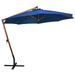 Parasol suspendu avec mât Bleu azuré 3,5x2,9 m Bois de sapin - Photo n°3