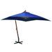 Parasol suspendu avec mât Bleu azuré 3x3 m Bois de sapin massif - Photo n°1