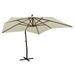 Parasol suspendu avec mât en bois 300 cm Blanc sable - Photo n°1