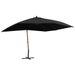 Parasol suspendu avec mât en bois 400x300 cm Noir - Photo n°1