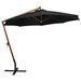 Parasol suspendu avec mât Noir 3,5x2,9 m Bois de sapin massif - Photo n°3