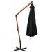 Parasol suspendu avec mât Noir 3,5x2,9 m Bois de sapin massif - Photo n°5