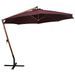 Parasol suspendu avec mât Rouge bordeaux 3,5x2,9m Bois de sapin - Photo n°3