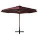 Parasol suspendu avec mât Rouge bordeaux 3,5x2,9m Bois de sapin - Photo n°4