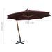 Parasol suspendu avec mât Rouge bordeaux 3,5x2,9m Bois de sapin - Photo n°9