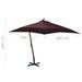 Parasol suspendu avec mât Rouge bordeaux 3x3 m Bois de sapin - Photo n°8