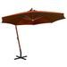 Parasol suspendu avec mât Terre cuite 3,5x2,9 m Bois de sapin - Photo n°1