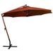 Parasol suspendu avec mât Terre cuite 3,5x2,9 m Bois de sapin - Photo n°3