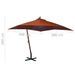 Parasol suspendu avec mât Terre cuite 3x3m Bois de sapin massif - Photo n°8