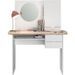 PARISOT Coiffeuse 1 porte 2 tiroirs - Décor blanc et chene + miroir rond - L 110 x P 49,5 x H 134.1 cm - GABY - Photo n°1
