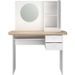 PARISOT Coiffeuse 1 porte 2 tiroirs - Décor blanc et chene + miroir rond - L 110 x P 49,5 x H 134.1 cm - GABY - Photo n°3