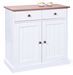 Petit buffet 2 portes pin massif foncé et blanc Campanou 90 cm - Photo n°1