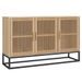 Petit buffet en bois naturel 3 portes et pieds en métal noir 105 cm - Modèle Bolivia - Photo n°1
