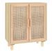 Petit meuble de rangement en bois 2 portes en Rotin naturel 60 cm - Modèle Kaliga - Photo n°7