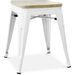 Petit tabouret industriel acier brillant et assise en bois massif naturel Reko 45 cm - Photo n°1