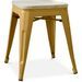 Petit tabouret industriel acier brillant et assise en bois massif naturel Reko 45 cm - Photo n°1