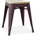 Petit tabouret industriel acier brillant et assise en bois massif naturel Reko 45 cm - Photo n°1