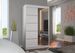 Petite armoire de chambre 2 portes coulissantes bois blanc et miroir Noka 120 cm - Photo n°2