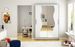 Petite armoire de chambre 2 portes coulissantes bois blanc et miroir Vaguz 120 cm - Photo n°3