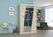 Petite armoire de chambre 2 portes coulissantes bois clair et miroirs en diagonale Texano 120 cm - Photo n°2