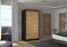 Petite armoire de chambre à coucher noir 2 portes coulissantes bois artisan Kilane 100 cm - Photo n°2