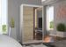 Petite armoire de chambre blanche 2 portes coulissantes 1 bois naturel 1 miroir Roxane 120 cm - Photo n°2