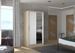 Petite armoire de chambre naturel 2 portes coulissantes bois blanc et miroir Bazo 100 cm - Photo n°2