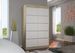 Petite armoire de chambre naturel et blanc avec 2 portes coulissantes Benko 120 cm - Photo n°2