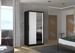 Petite armoire de chambre noir 2 portes coulissantes bois blanc et miroir Bazo 100 cm - Photo n°2