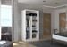 Petite armoire de chambre noir 2 portes coulissantes bois blanc et miroir Bazo 100 cm - Photo n°3
