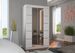 Petite armoire design de chambre à coucher 2 portes coulissantes blanche et miroir Kinzo 120 cm - Photo n°3